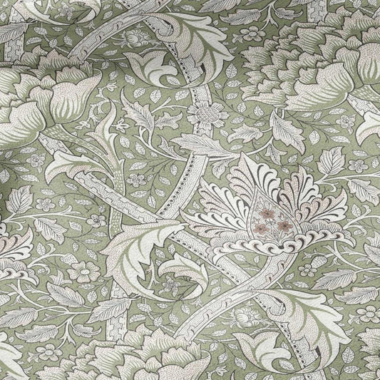William Morris Windrush green print on 100% LINEN - Victorian Art crafts linen Fabric