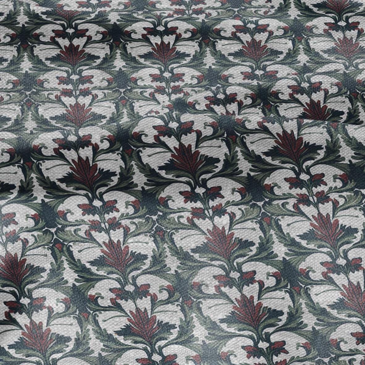 100% LINEN Fabric Art deco floral print - botanical floral on oatmeal linen - modern vintage 3031