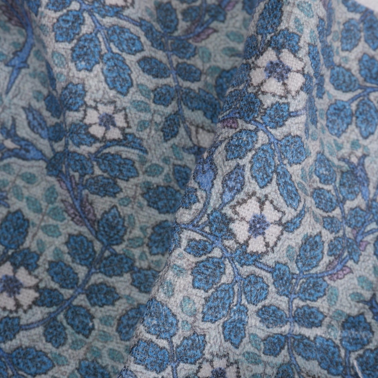 100% linen fabric William Morris Wildroses print - blue Victorian Art crafts linen Fabric - Historical pattern upholstery dress making