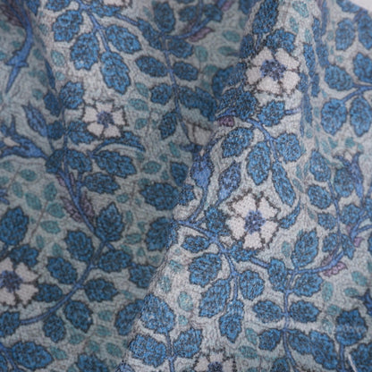 100% linen fabric William Morris Wildroses print - blue Victorian Art crafts linen Fabric - Historical pattern upholstery dress making