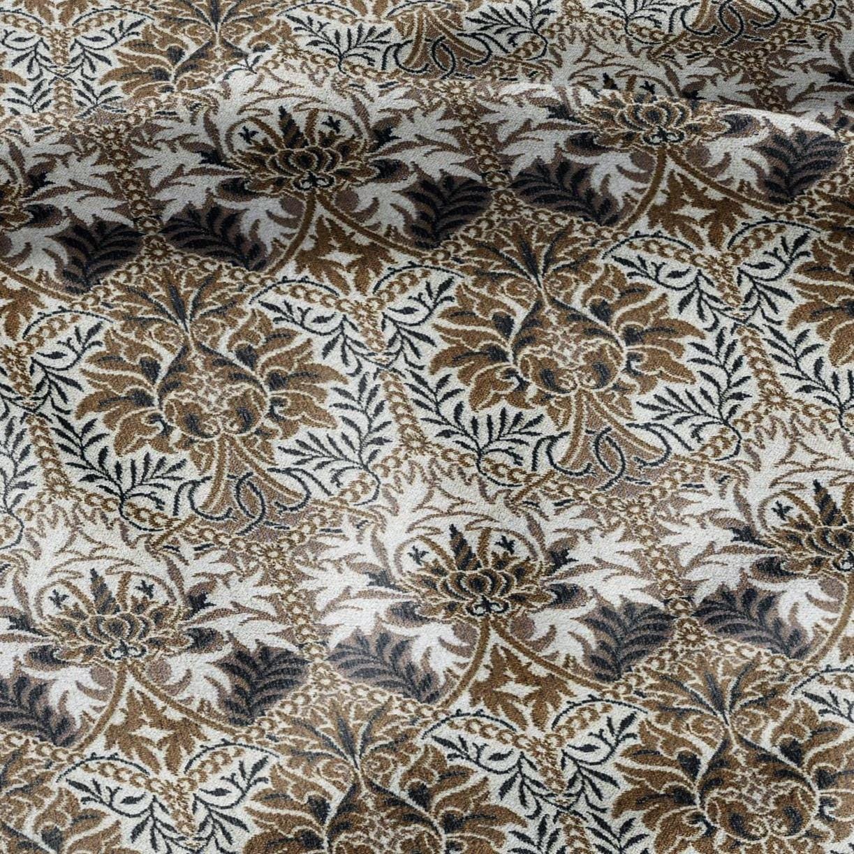 William Morris Honeycomb brown print 100% LINEN Fabric - British linen floral upholstery home textile Victorian fabrics 3233