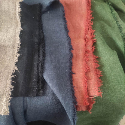 Linen fabric - extra heavy - rustic coarse natural Lithuanian linen - washed natural black red green blue