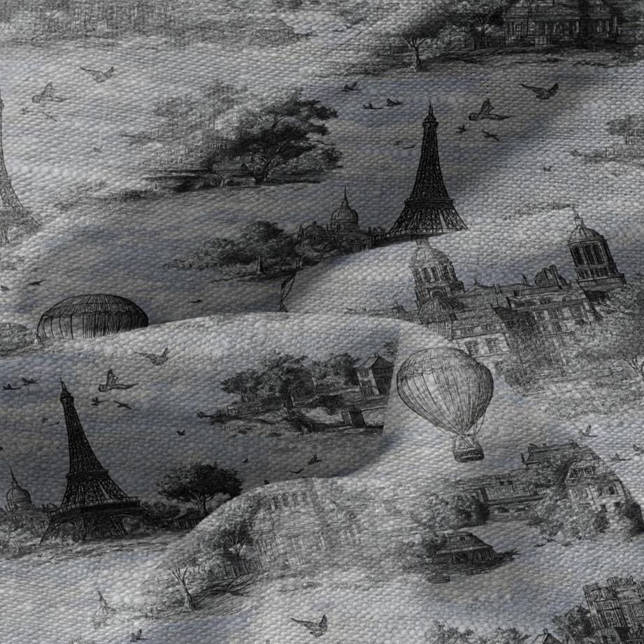 100% LINEN Fabric printToile de jouy Paris - oatmeal linen fabric with landscape print - heavy for home decor clothing 2759