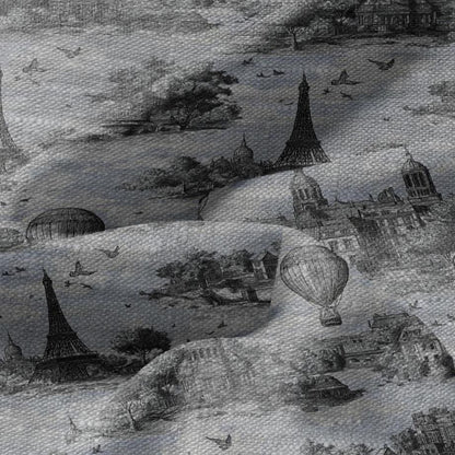 100% LINEN Fabric printToile de jouy Paris - oatmeal linen fabric with landscape print - heavy for home decor clothing 2759