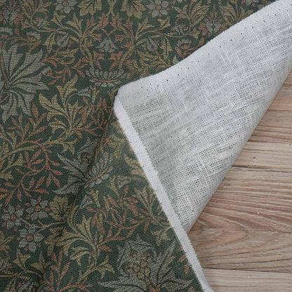 William Morris Green tapestry print Flower garden 100% LINEN fabric - Victorian Art and crafts Linen fabric botanical Historical 2110
