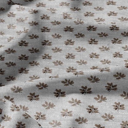 100% LINEN Fabric print Oak leaves - oatmeal linen fabric with floral print - heavy for upholstery home decor clothing 3113