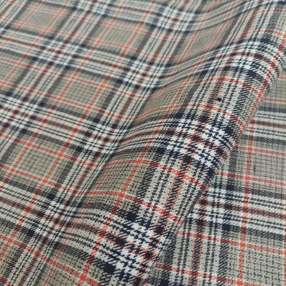 Premium Linen Gingham Fabric in brown black white |  multicolor check T124