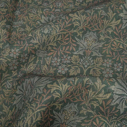 William Morris Green tapestry print Flower garden 100% LINEN fabric - Victorian Art and crafts Linen fabric botanical Historical 2110