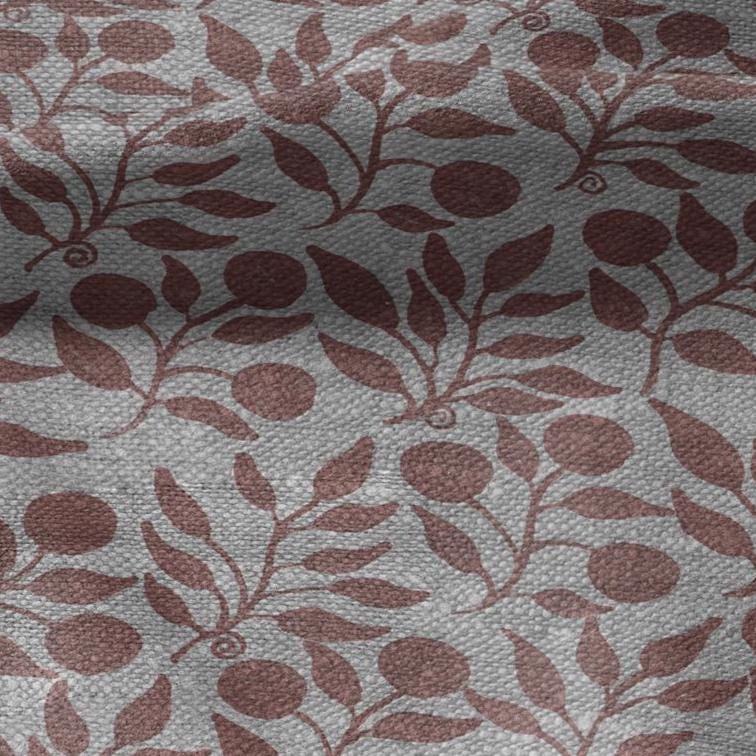 100% LINEN Fabric William Morris Rosehip pink gray - oatmeal linen fabric with botanical print - Victorian Art Craft Historical 3280