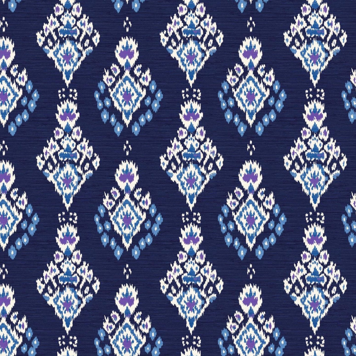 100% LINEN Fabric Ikat navy blue print - Modern vintage floral for upholstery dressmaking curtains home textile 2977