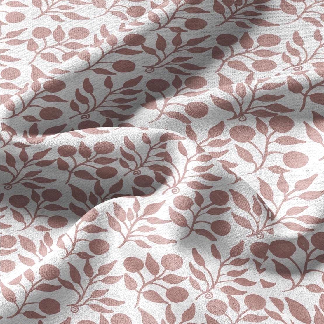 100% LINEN Fabric William Morris Rosehip pink print - British linen floral upholstery home textile Victorian fabrics 3274
