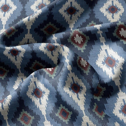 100% linen fabric Ikat geometric print - Vintage modern 3390