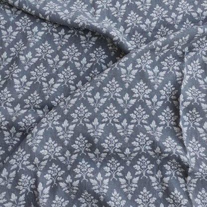 100% LINEN Fabric Tosca gray print - botanical block print upholstery curtains dress making 2074