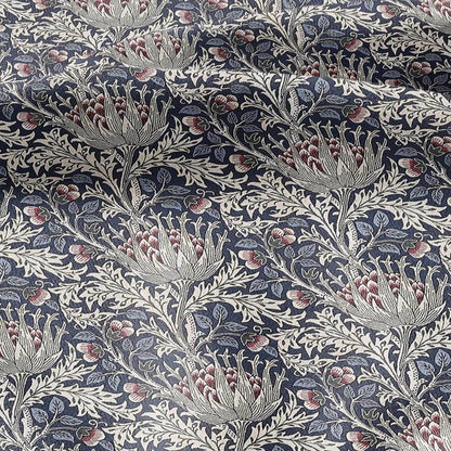 100% LINEN Fabric William Morris Artichoke blue print - British linen floral upholstery home textile Victorian fabrics 3193