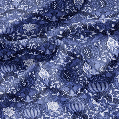 100% LINEN Fabric William Morris Granada blue print - British linen floral upholstery home textile Victorian fabrics 3234