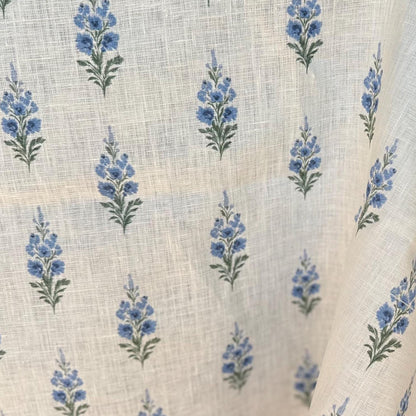 100% LINEN Fabric block print green red on white - linen fabric with floral print -heavy linen fabric for upholstery home decor 2640