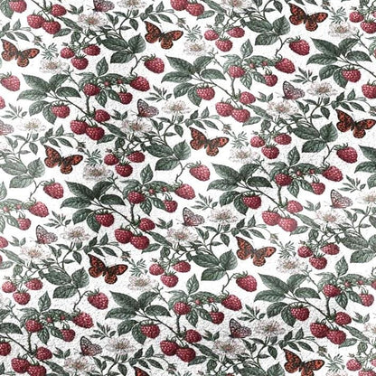 100% LINEN Fabric with raspberry field print -  - linen fabric upholstery home decor dressmaking 3729