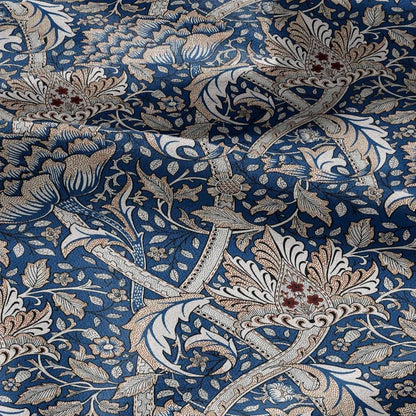 William Morris Windrush blue print on 100% LINEN - Victorian Art crafts linen Fabric - botanical Historical upholstery home textile