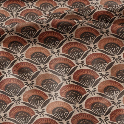 100% LINEN Fabric Retro - 2825 - Brown beige print linen heavy for upholstery home decor - medium for dress making