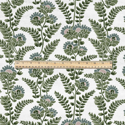 100% LINEN Fabric Modern abstract green vines - botanical Grandmillenial - heavy linen fabric for upholstery home decor 3110