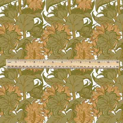 100% linen fabric - Sunflowers by Voysey- The Cestrefeld - Victorian Art crafts - Historical pattern home decor dress making 3614