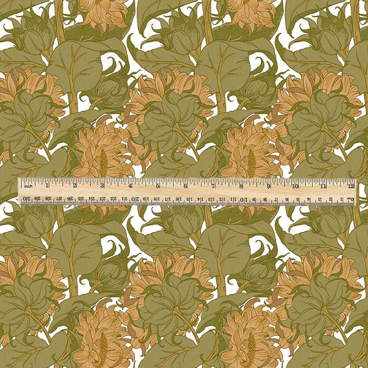 100% linen fabric - Sunflowers by Voysey- The Cestrefeld - Victorian Art crafts - Historical pattern home decor dress making 3614
