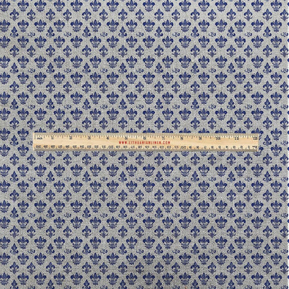 100% LINEN Fabric UPHOLSTERY 12oz - Fleur de lis on natural taupe grey linen - Modern vintage floral upholstery 360