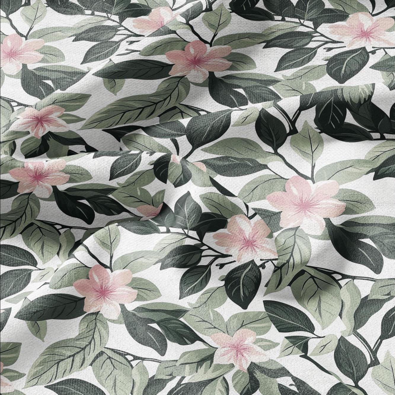 100% LINEN Fabric pink flowers - floral greenery Fabric by Yard by LithuanianLinen for upholstery dressmaking curtains home textile 2032