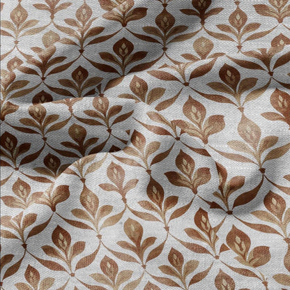 100% LINEN Fabric Brown naive flower print - sepia brown  - for upholstery home decor - medium for dress making 2909