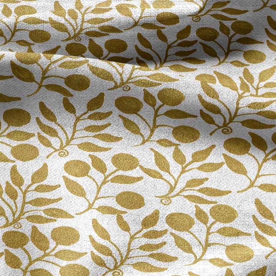 100% LINEN Fabric William Morris Rosehip yellow print - British linen floral upholstery home textile Victorian fabrics 3274