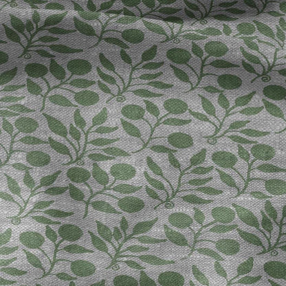 100% LINEN Fabric William Morris Rosehip sage green gray - oatmeal linen fabric with botanical print - Victorian Art Craft Historical 3268