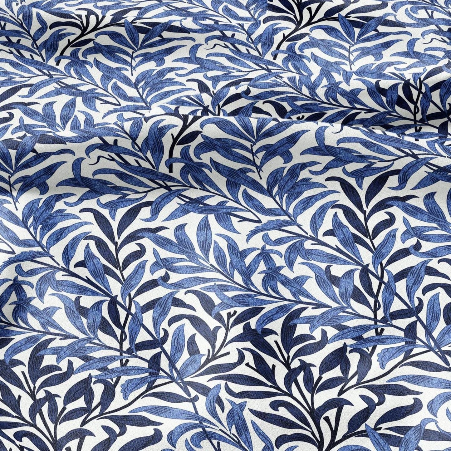 William Morris Willow Bough blue 100% LINEN Fabric - British linen floral upholstery home textile Victorian fabrics 3212