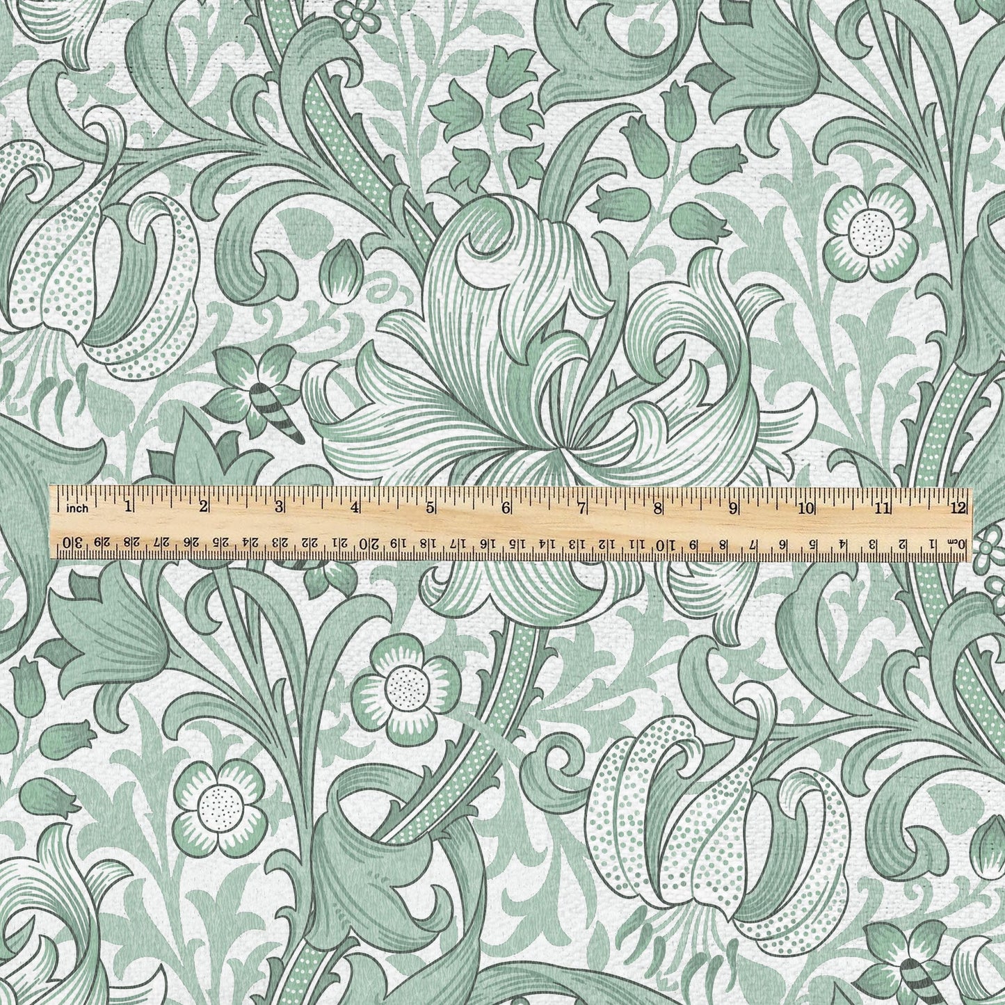 William Morris Golden Lily sage green 100% LINEN Fabric - British linen floral upholstery home textile Victorian fabrics 3234