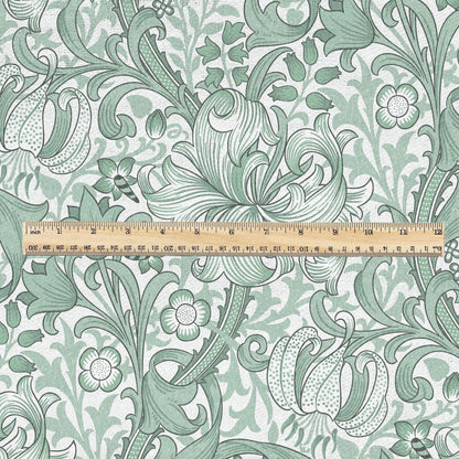 William Morris Golden Lily sage green 100% LINEN Fabric - British linen floral upholstery home textile Victorian fabrics 3234