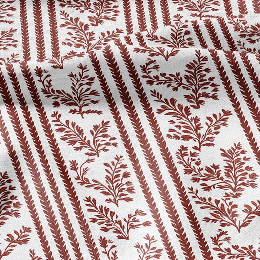 100% linen Vintage Red stripe floral Print fabric for Curtain Upholstery Cushion - Holidays block print fabric for dress making sewing 2261