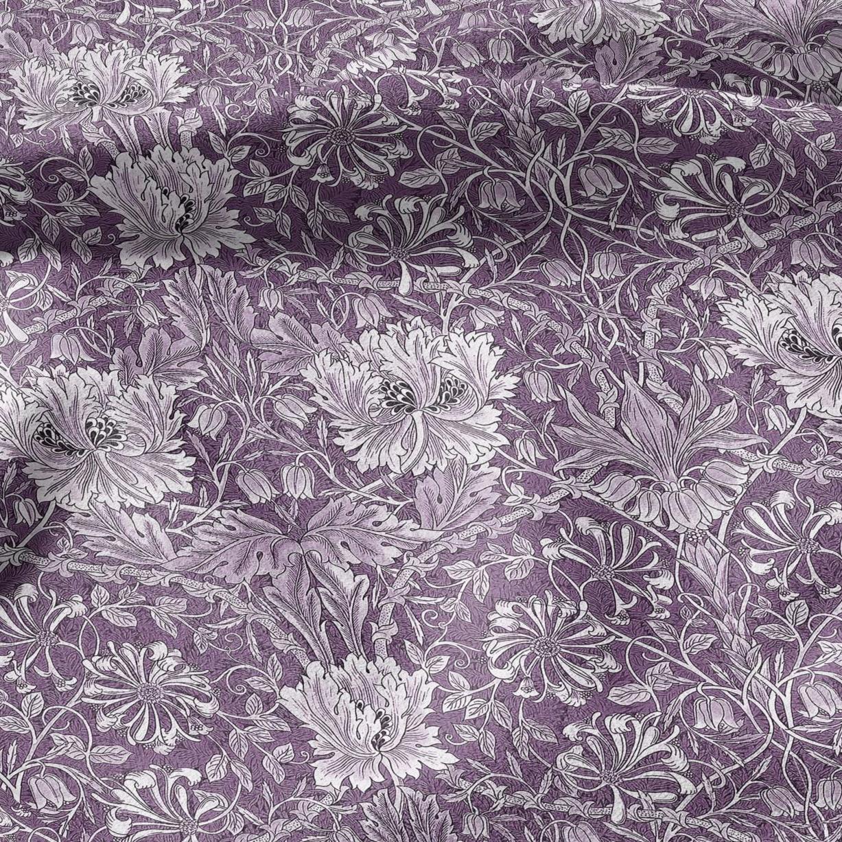 100% linen fabric William Morris Honeysuckle pale purple print - Victorian Art crafts - Historical  upholstery dress making 3282
