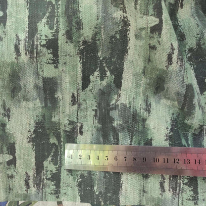 100% LINEN Fabric Abstract Wasi Sabi , green print