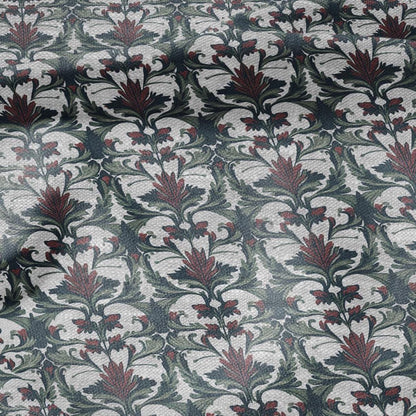 100% LINEN Fabric Art deco floral print - botanical floral on oatmeal linen - modern vintage 3031