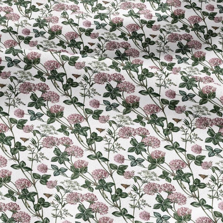100% linen fabric Clover blossom - floral couture upholstery home textile botanical fabrics 3727
