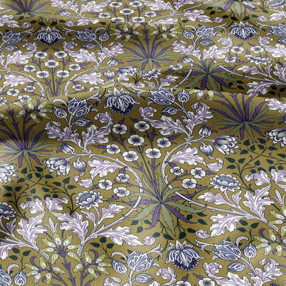 100% LINEN Fabric William Morris hyacinth print - Modern vintage botanical - Victorian Art Craft yellow beige 3149