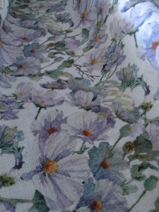 100% linen fabric Medium weight 150gsm  Prewashed . Print lillac. for blouses, dresses, curtains, scarves,