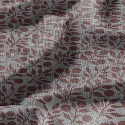 100% LINEN Fabric William Morris Rosehip pink gray - oatmeal linen fabric with botanical print - Victorian Art Craft Historical 3280