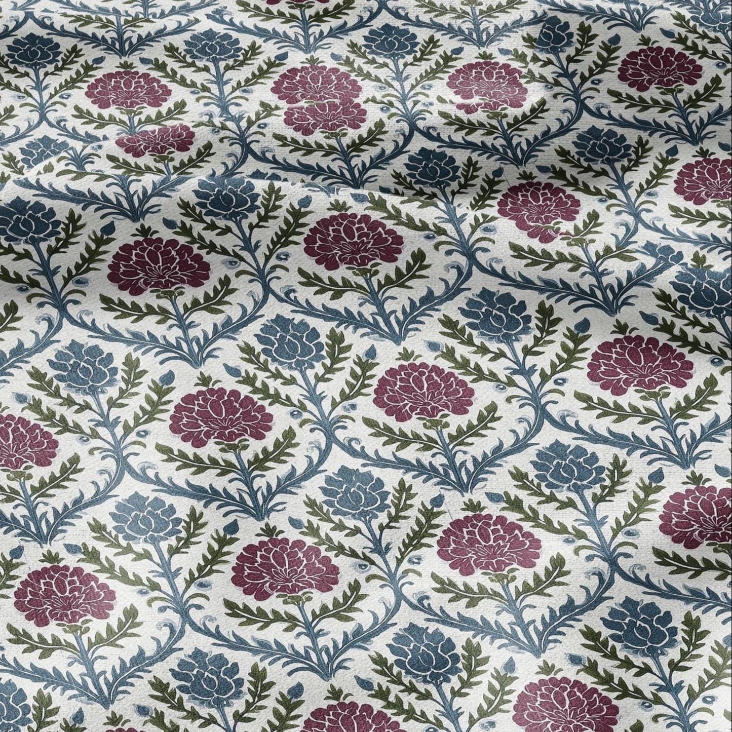 100% LINEN Fabric floral print - Grandmillennial - Modern vintage flower upholstery curtains dress making 2936