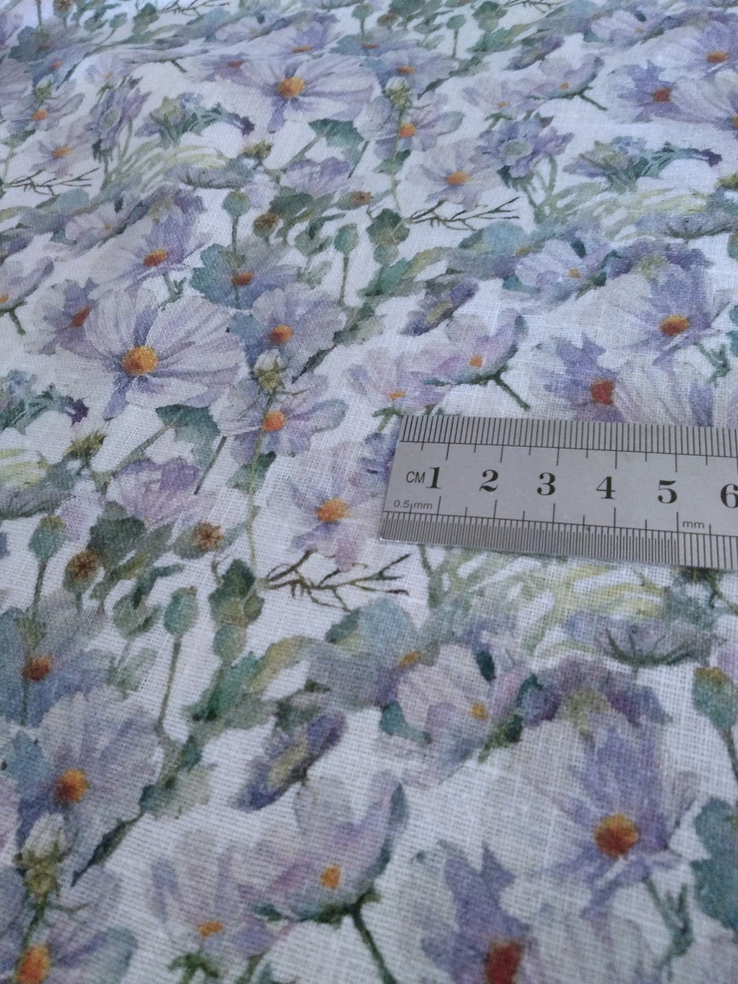 100% linen fabric Medium weight 150gsm  Prewashed . Print lillac. for blouses, dresses, curtains, scarves,
