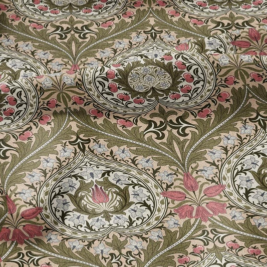 William Morris Eden green print on 100% LINEN - Victorian Art crafts linen Fabric - botanical Historical upholstery home textile