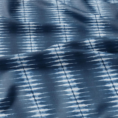 100% LINEN Fabric indigo blue print - Shibori abstract stripe - upholstery curtains dress making 2966
