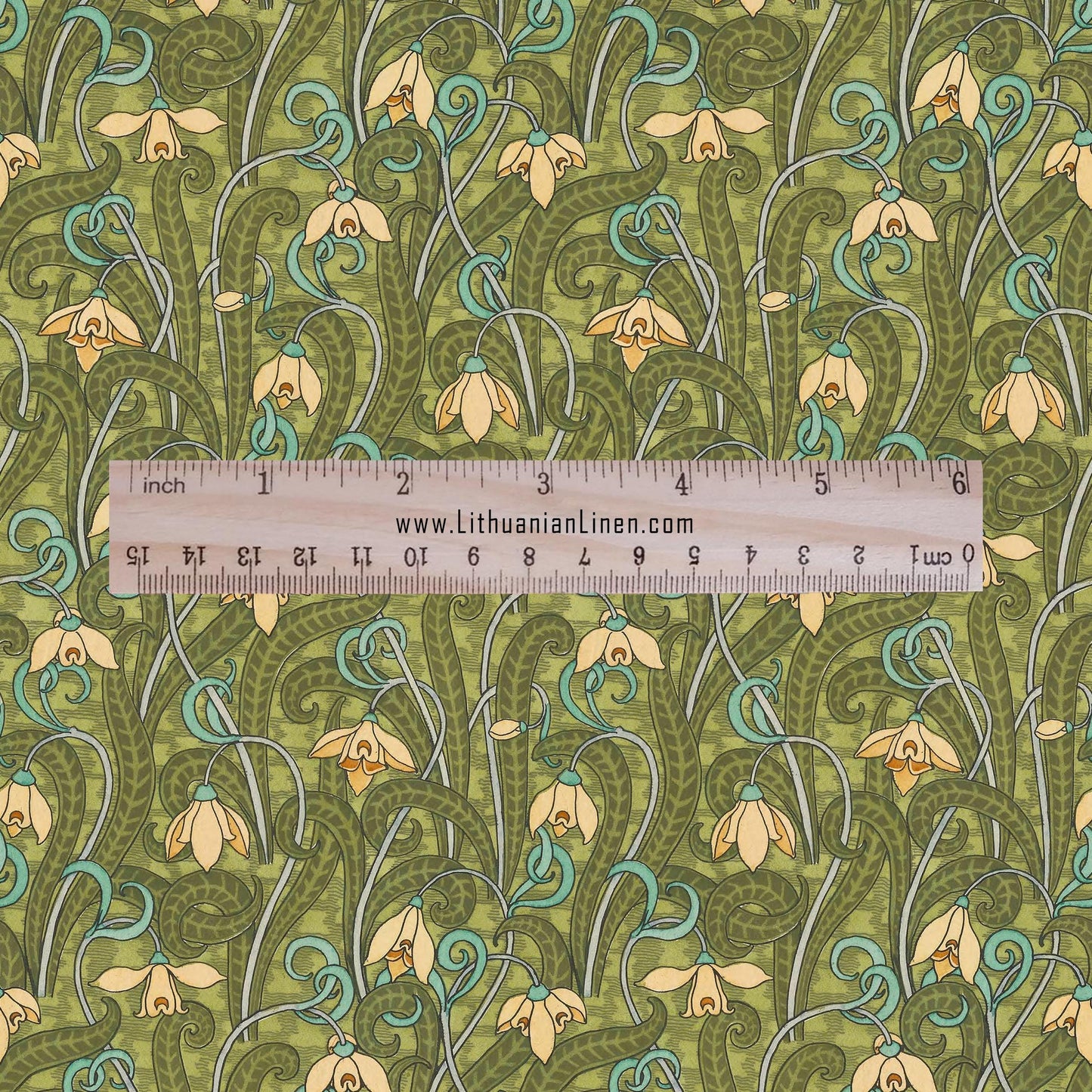 100% linen  Snowdrop prints fabric for Curtain Upholstery Cushion - Art deco flower print fabric for dress making sewing