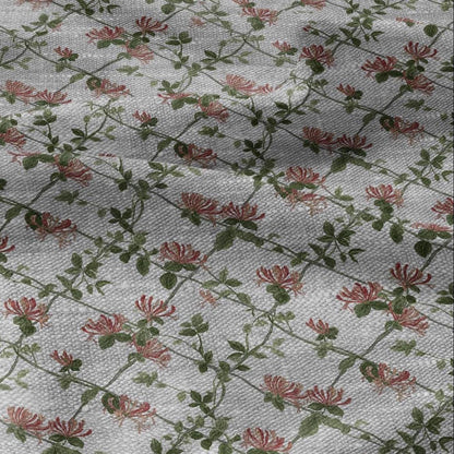 100% LINEN Fabric honeysuckle trellis print - oatmeal linen fabric with floral print - modern vintage botanical 3357