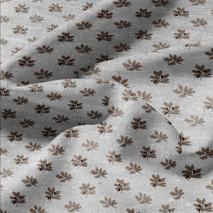 100% LINEN Fabric print Oak leaves - oatmeal linen fabric with floral print - heavy for upholstery home decor clothing 3113