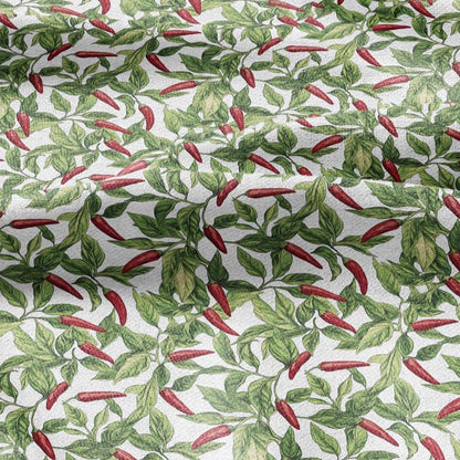 100% LINEN Fabric Chili pepper print linen - floral linen botanical fabric for upholstery home decor dress making 2206